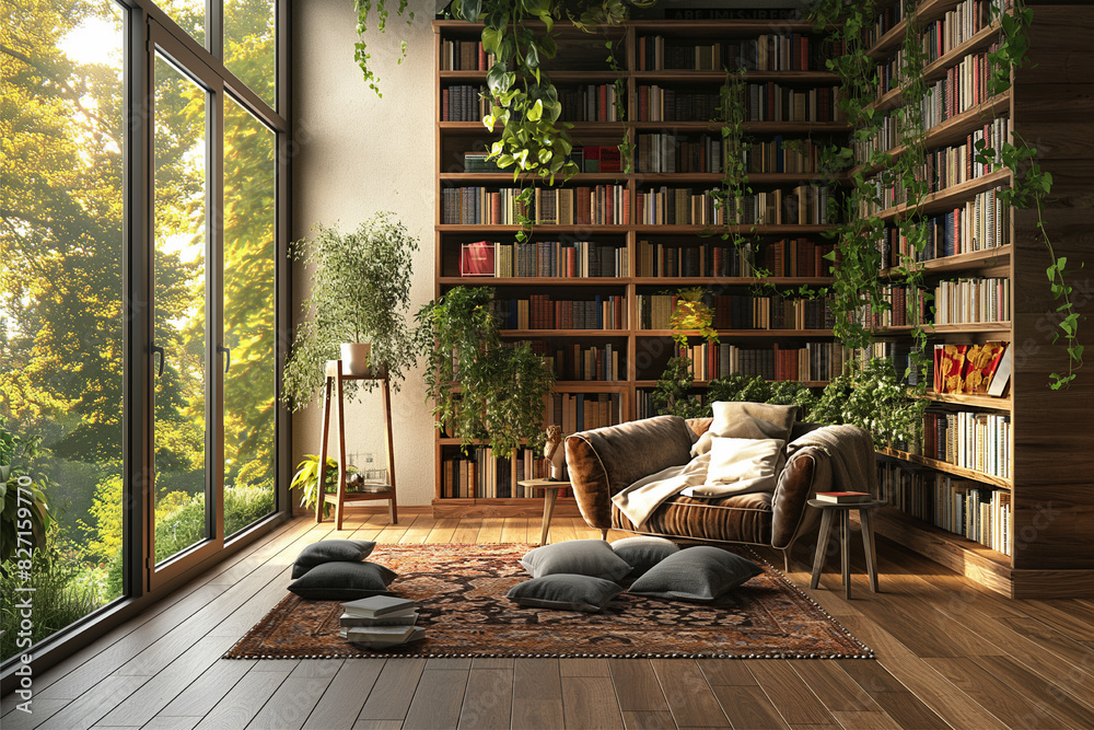 The interior design of the room has a beautiful natural theme The interior design of the room has a beautiful natural theme