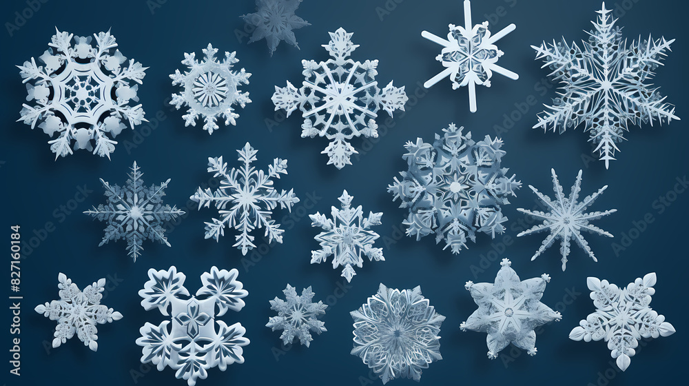 Beautiful set white snowflakes on a blue background for winter design.Vector illustration decor Beautiful set white snowflakes on a blue background for winter design.Vector illustration decor