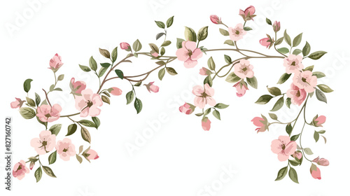 Vintage decorative floral frame. Pink flowers cherry