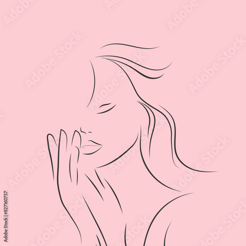 Line drawing captures the subtle details of a woman's face, from the curve of her lips to the arch of her eyebrows