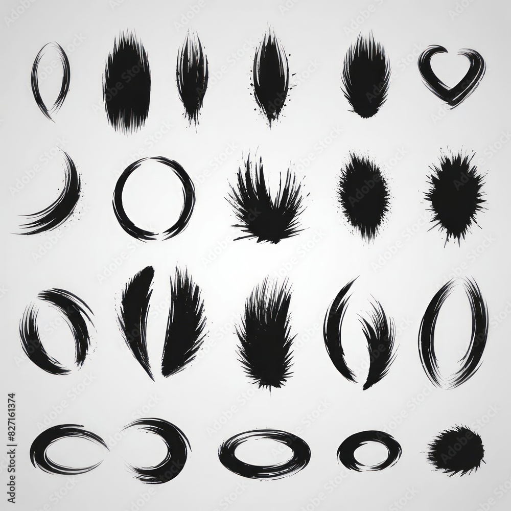 set of brush shapes vector on white background set of brush shapes vector on white background