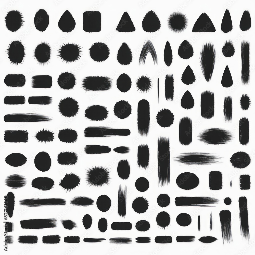 set of brush shapes vector on white background set of brush shapes vector on white background