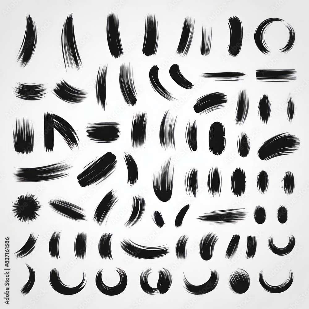 set of brush shapes vector on white background set of brush shapes vector on white background