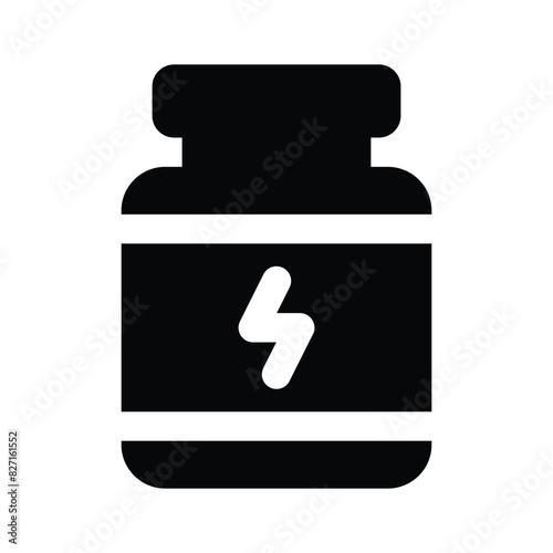 Premium icon of protein jar, energy booster, protein supplements