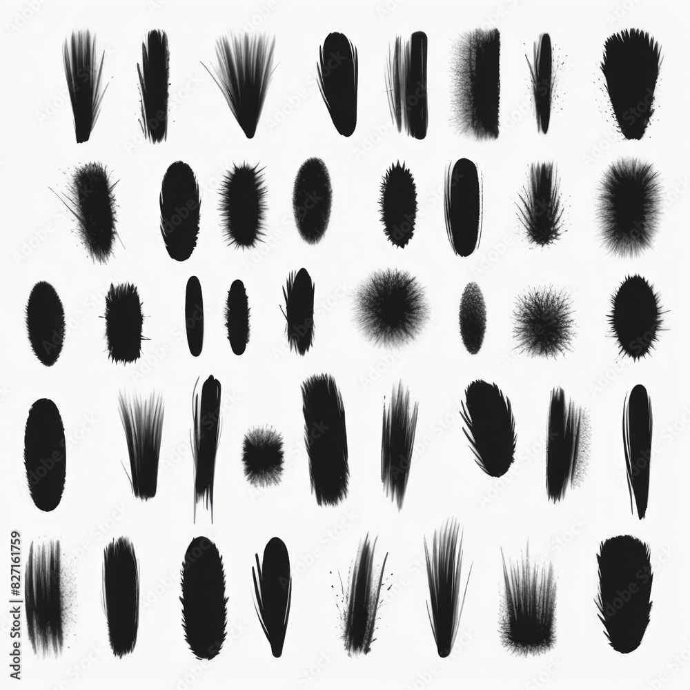 set of brush shapes vector on white background set of brush shapes vector on white background