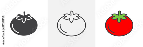 Tomato icon set. Vector symbol of tomato vegetable in garden plant.