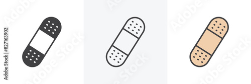 Band aid icon. Adhesive bandage icon. Medical emergency first-aid. Pixel perfect, editable stroke line