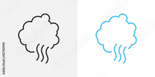 Smoke vector set. Scent smell graphic. Fire hot steam icon. Gas or water vapour graphic.