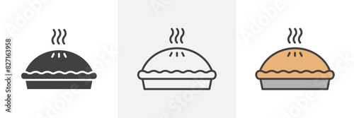 Pie vector set. Hot apple pie graphic.