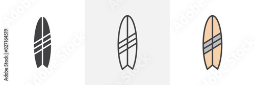 Surfing vector set. Surfboard graphic. Summer beach surfboard icon. Surfer board graphic.