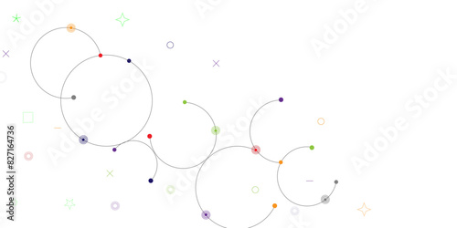 Abstract geometric background with plexus circles. Big data visualization and technology background design.