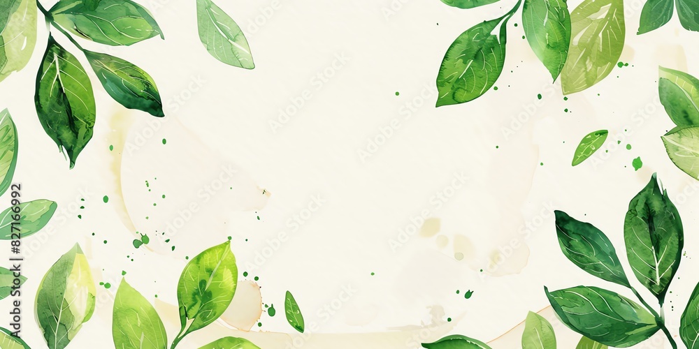 Green leaves watercolor background. Green leaves watercolor background.