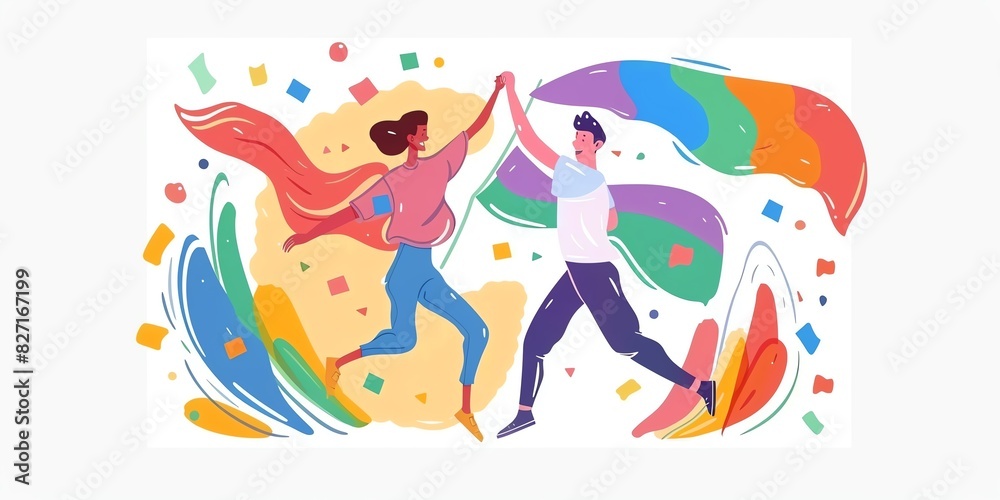 Obraz premium Happy Holi. Indian couple dancing with colors.