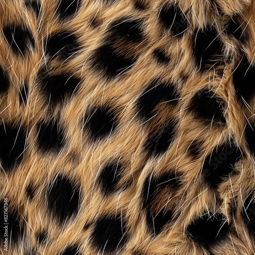 Close-up image of cheetah print fur  capturing the unique patterns and natural color variations for textile design