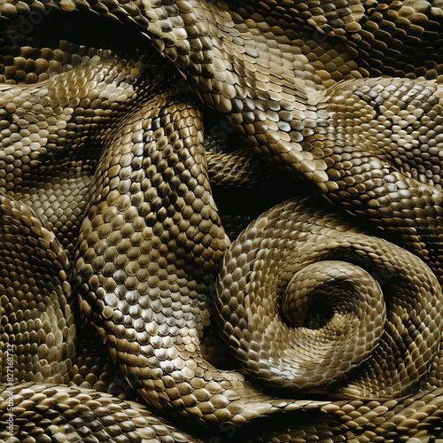 A studio shot of a curled snake skin, emphasizing the depth and texture, with ample copy space for editorial use