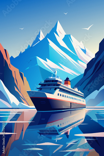 Serene Cruise Journey Through Majestic Mountainous Landscape