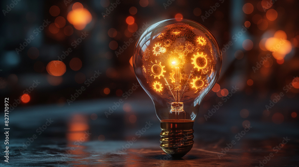 A light bulb with gears and circuits inside, symbolizing innovative business ideas fueled by technology. A light bulb with gears and circuits inside, symbolizing innovative business ideas fueled by technology.
