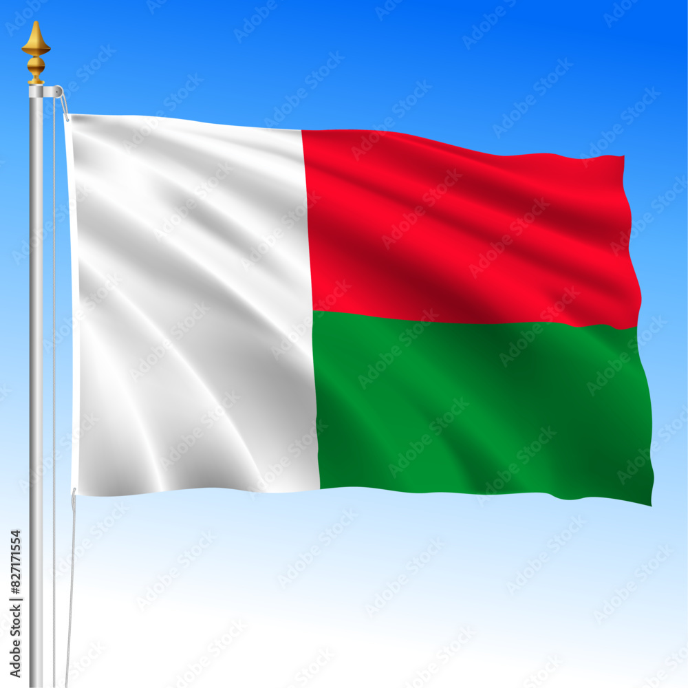 Madagascar, official national waving flag, african country, vector illustration Madagascar, official national waving flag, african country, vector illustration