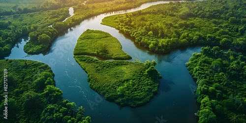 Honoring Rivers Worldwide  Nature s Vital Lifelines Amidst Verdant Landscapes. Concept River Conservation  Ecosystem Protection  Sustainable Water Management  Biodiversity Preservation