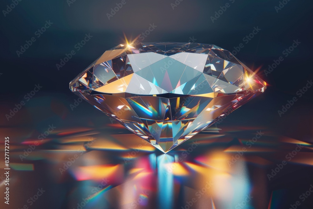 Diamond symbol representing clarity and value, plain dark background, Precious, 3D render Diamond symbol representing clarity and value, plain dark background, Precious, 3D render
