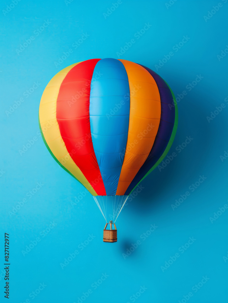 Fototapeta premium Hot air balloon on blue background