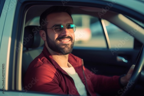 smiling man in car © alisaaa