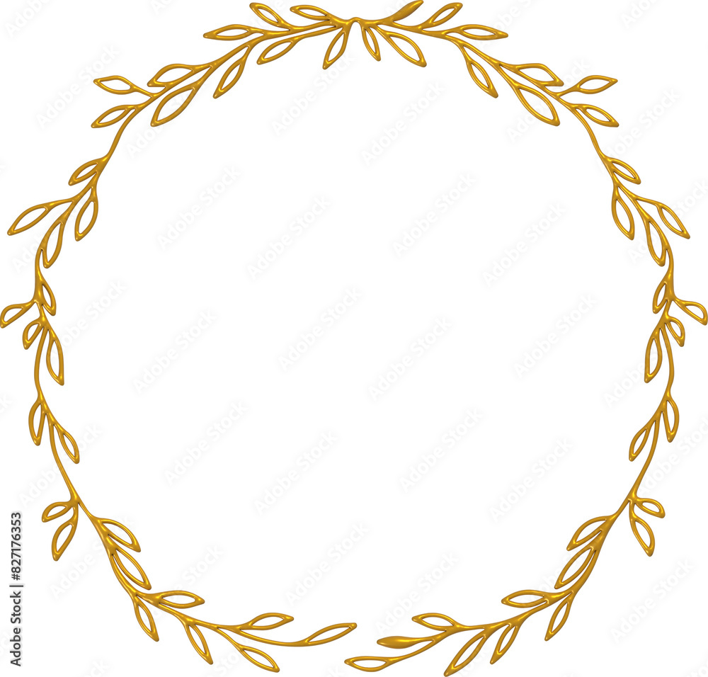 3D Gold Wreath Illustration Element 3D Gold Wreath Illustration Element