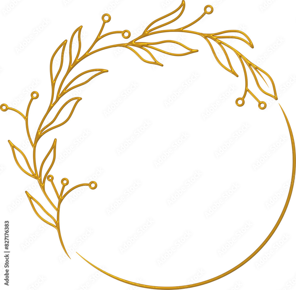 3D Gold Wreath Illustration Element 3D Gold Wreath Illustration Element