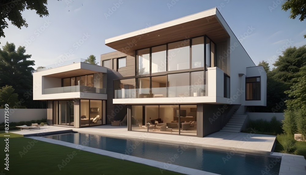 modern house in the summer modern house in the summer