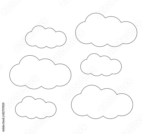 clouds are a black outline on a transparent background