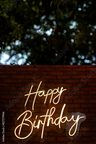 happy birthday neon sign