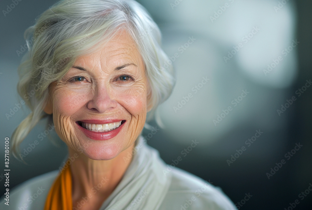 Older woman with white hair and a beautiful smile Older woman with white hair and a beautiful smile