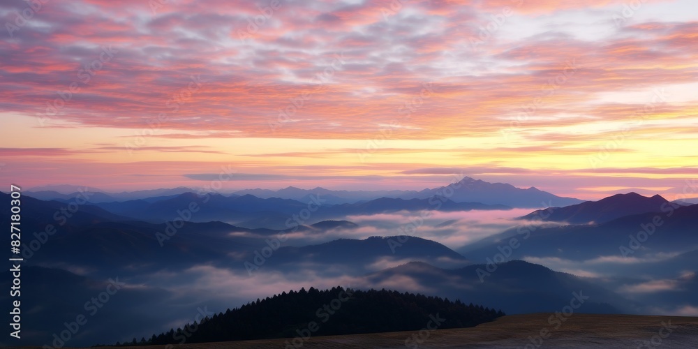 sunrise and sunrise on a high mountain
