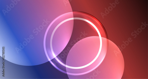 Neon glass circle copyspace for your text or product presentation geometric background. Vector illustration For Wallpaper, Banner, Background, Card, Book Illustration, landing page