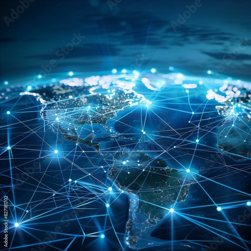 Global Network  Interconnected lines and dots representing global connectivity