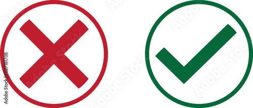 Cross and tick icon set. Wrong, incorrect, right, correct marks vector illustration design.