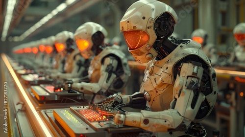 Amidst the mechanical symphony, a surreal ballet unfolds, crafting high-definition marvels from the absurdity of a factory's relentless cadence..