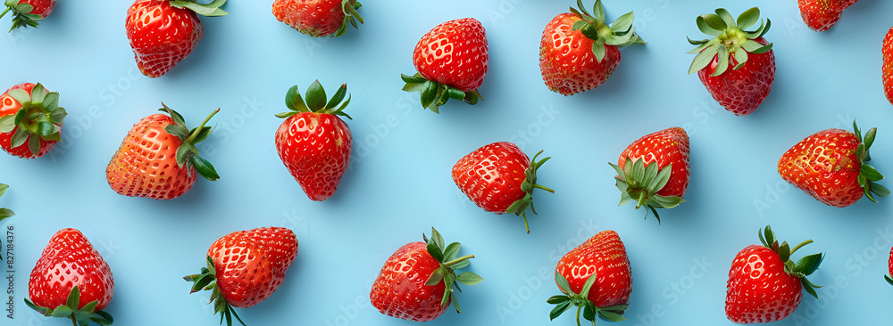 Seamless Strawberry Design on Sky Blue Background,Fresh Red Strawberries Pattern Seamless Strawberry Design on Sky Blue Background,Fresh Red Strawberries Pattern