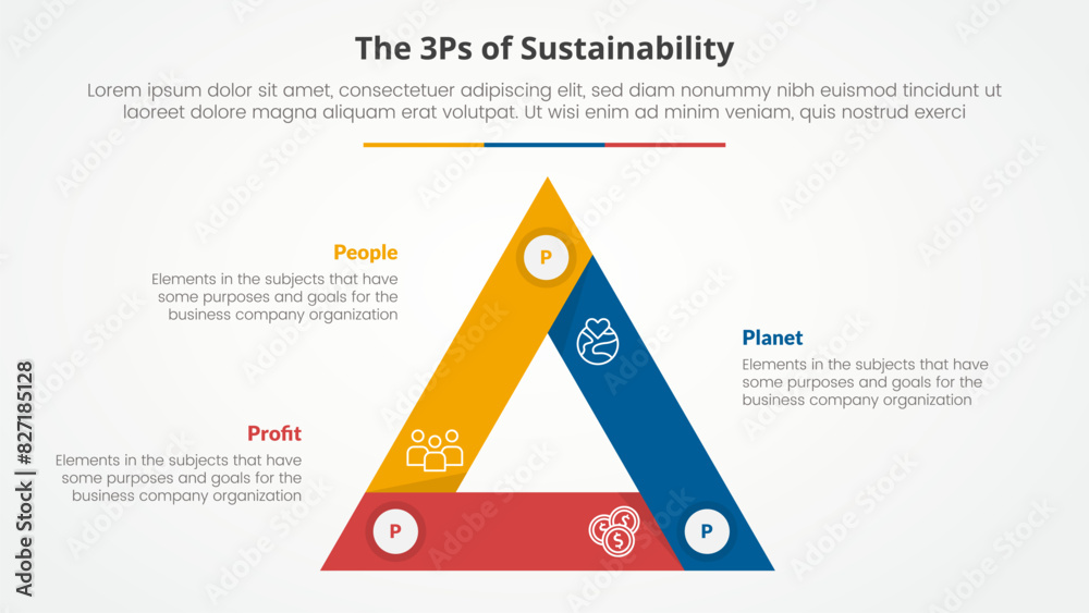 3P or 3Ps sustainability framework infographic concept for slide ...
