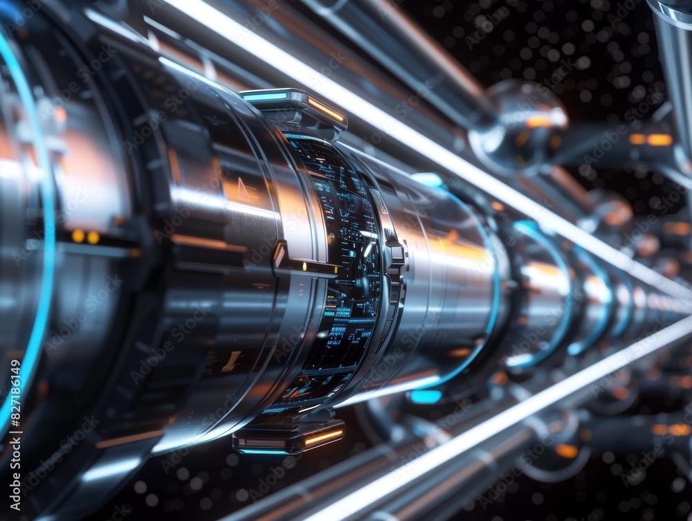 Obraz premium Hyperloop Transit System Futuristic transit with a space background and text area