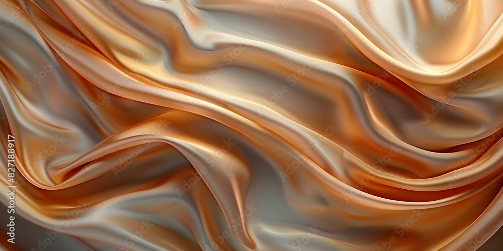 Obraz premium Elegant Peach Satin Fabric Perfect for Backgrounds or Textiles. Concept Fabric, Satin, Peach, Elegant, Backgrounds