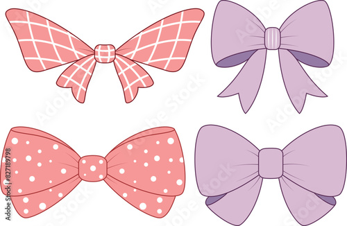 PrintSet of bow outline hand drawn vector ilustration