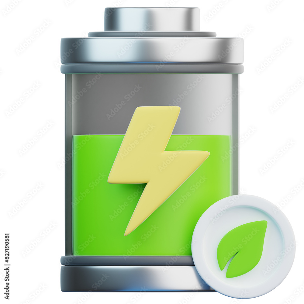 3d illustration of green eco-battery with electricity symbol 3d illustration of green eco-battery with electricity symbol