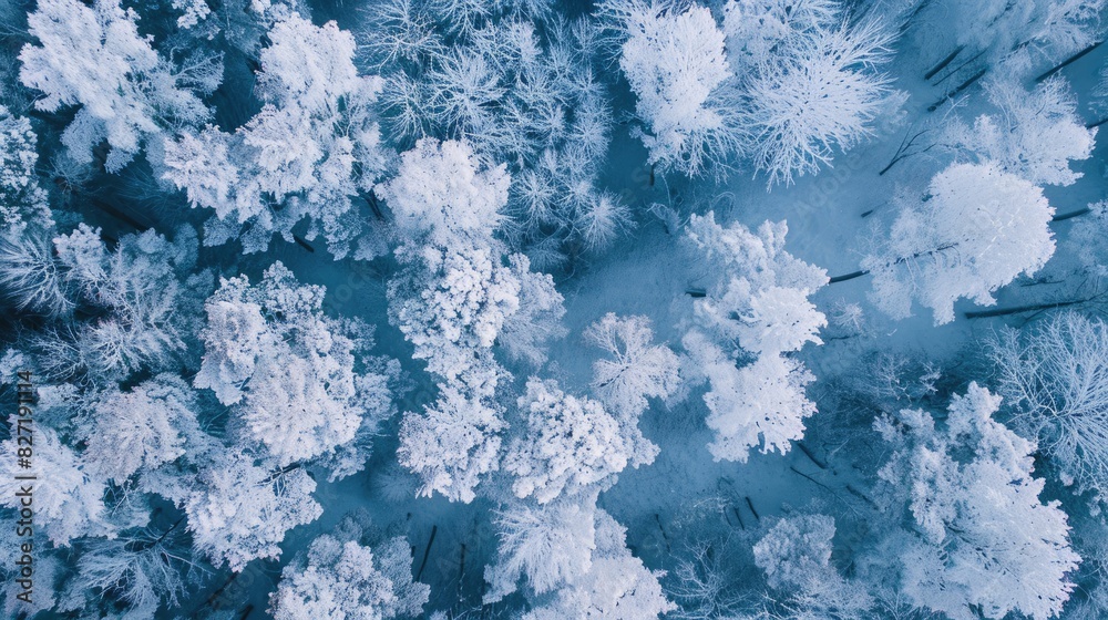Fototapeta premium Snow covered trees in the frost