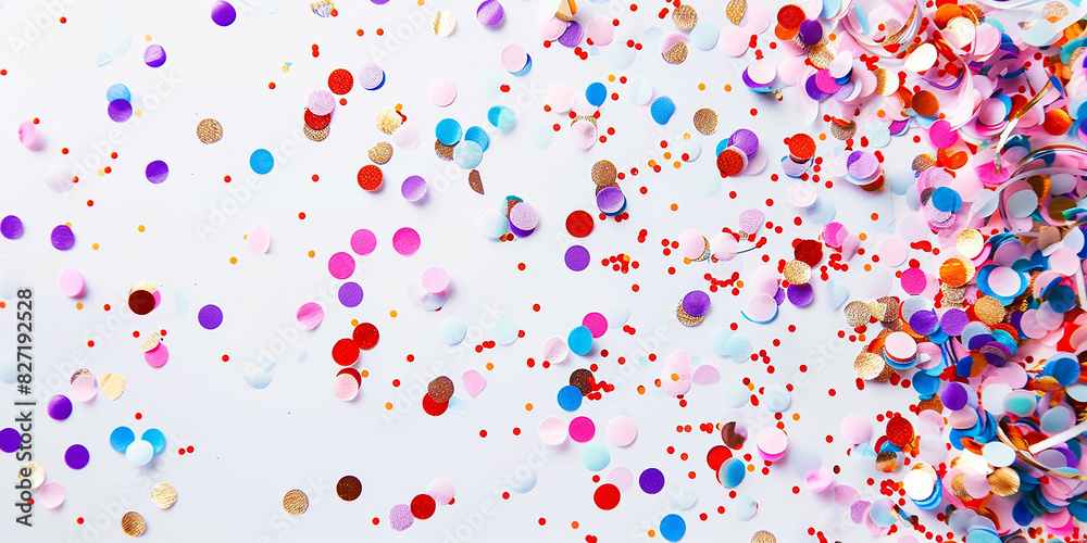 coloured confetti as a white New Year's background. AI generative. coloured confetti as a white New Year's background. AI generative.