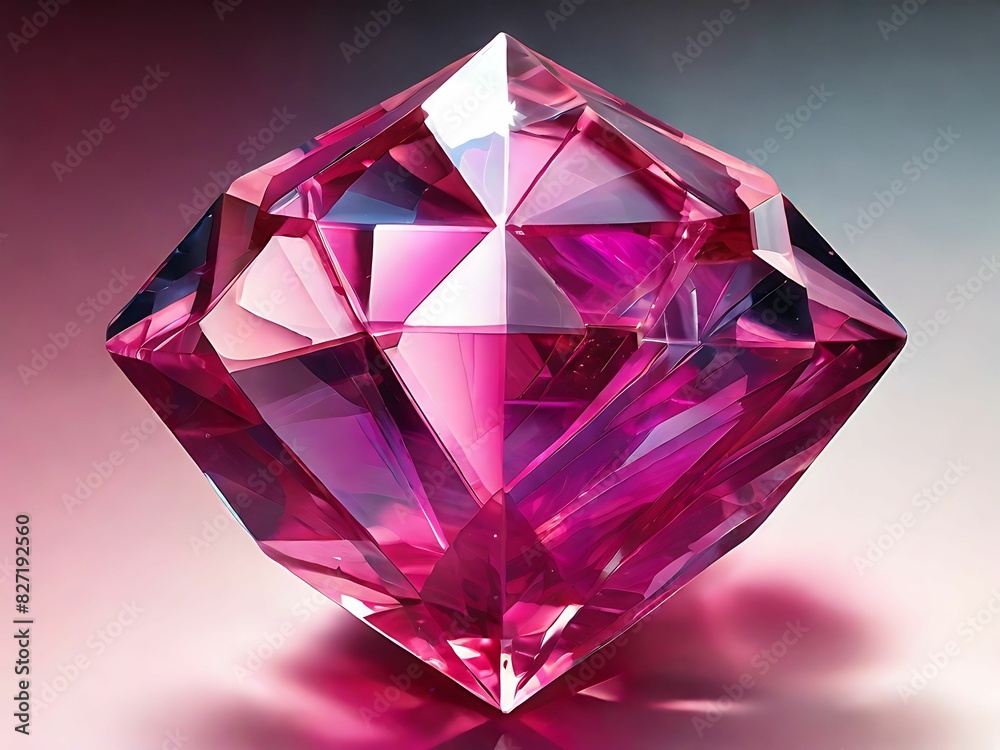 Generate a holographic representation of pink tourmaline, abstracted into dynamic geometric forms and patterns that capture the vibrant pink color and faceted beauty of this gemstoneGenerate a hologra