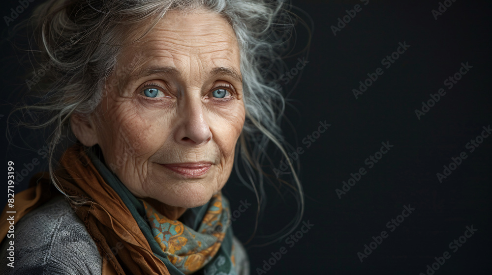 Attractive elderly woman with a natural and happy expression