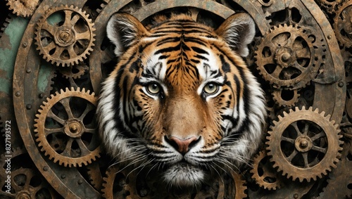 Fantasy Illustration of a wild animal tiger. Digital art style w