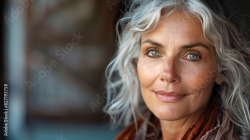 Attractive mid-aged lady with a beautiful smile, looking at the camera
