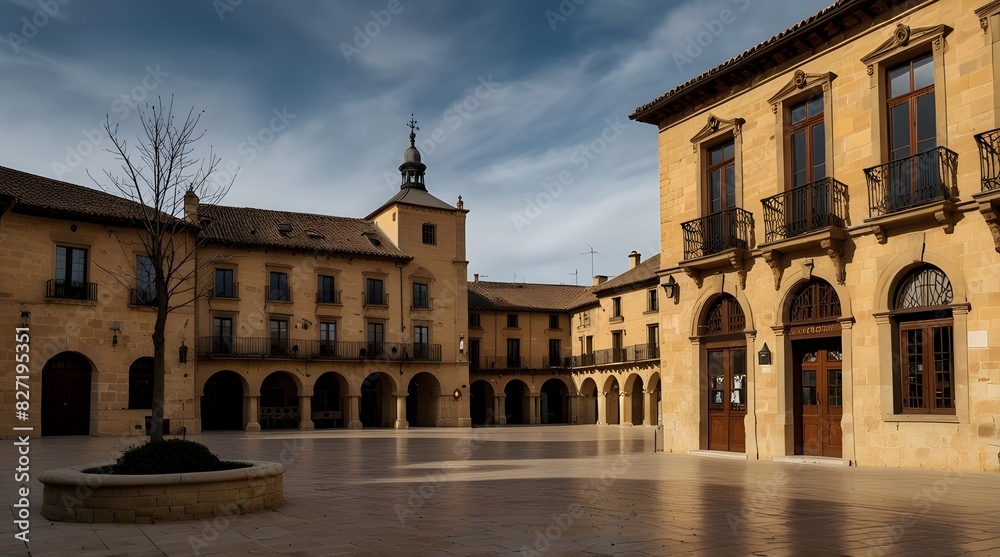 Main Square Of Haro With Its Picturesque Buildings. Architecture, Art, History, Travel.Briones, La Rioja, Spain. AI genrative picture Main Square Of Haro With Its Picturesque Buildings. Architecture, Art, History, Travel.Briones, La Rioja, Spain. AI genrative picture